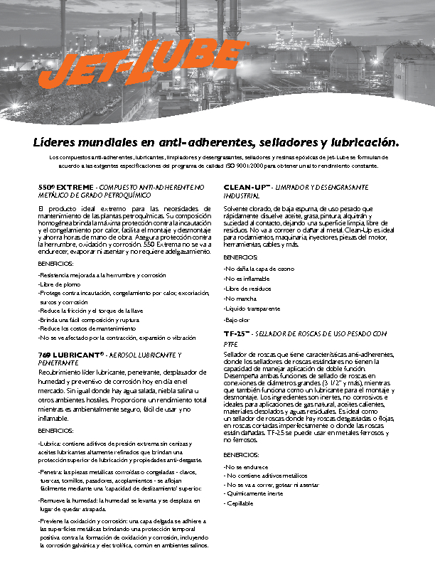 Líderes mundiales en anti-adherentes, selladores y lubricación