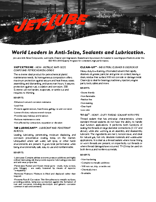 World Leaders in Anti-Seize, Sealants and Lubrication