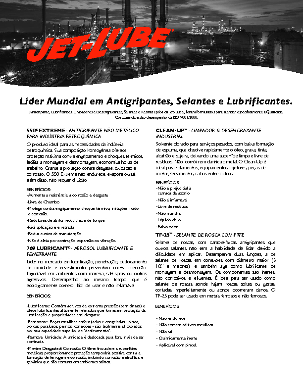 Líder Mundial em Antigripantes, Selantes e Lubrificantes